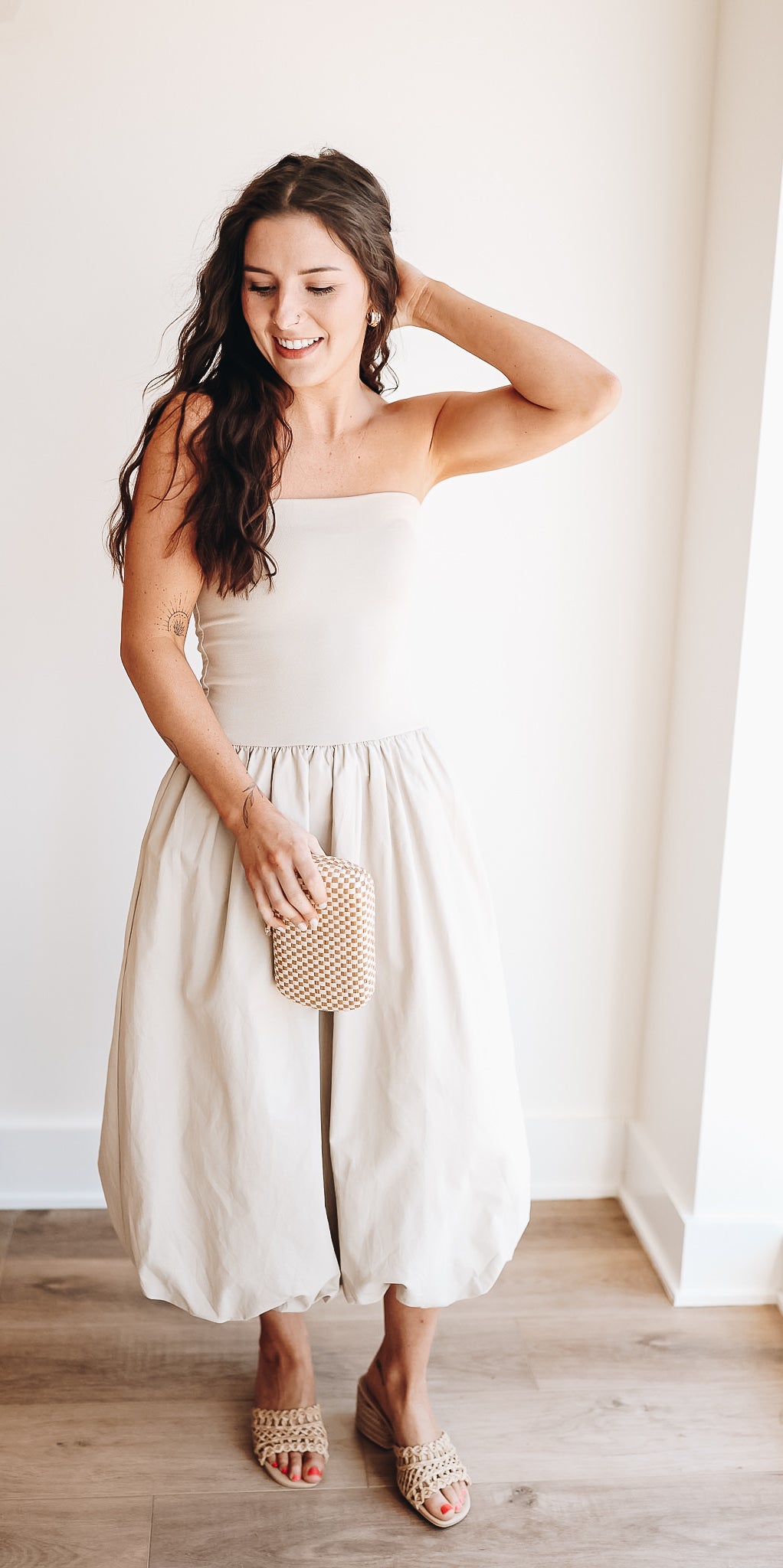 HAPPIER NOW STRAPLESS TUBE BUBBLE DRESS