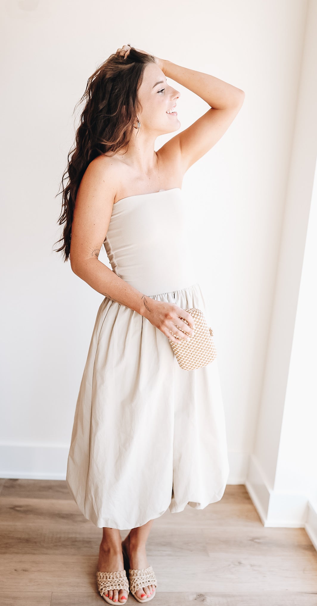 HAPPIER NOW STRAPLESS TUBE BUBBLE DRESS