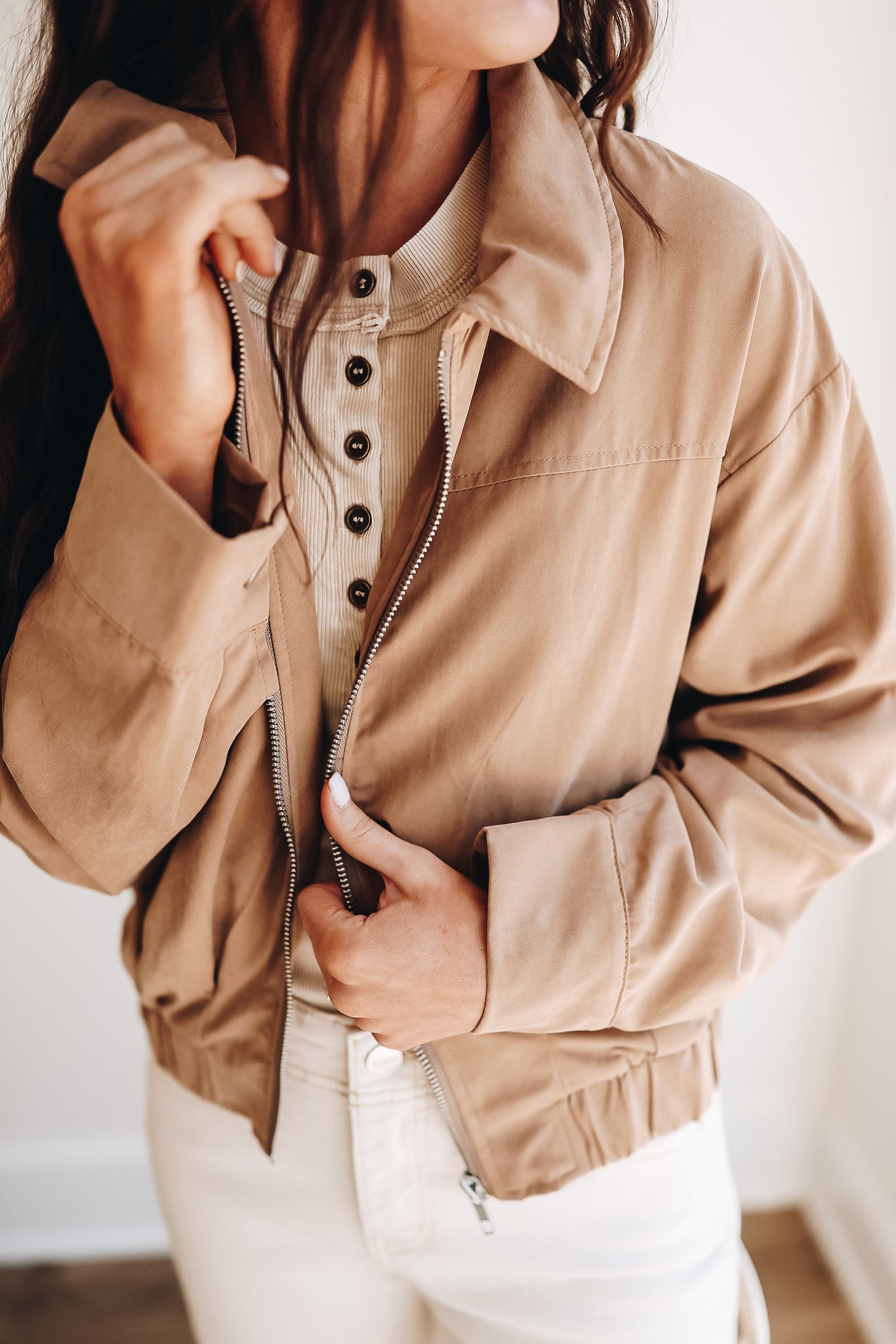PAST MIDNIGHT ZIP UP JACKET W ELASTIC HEM
