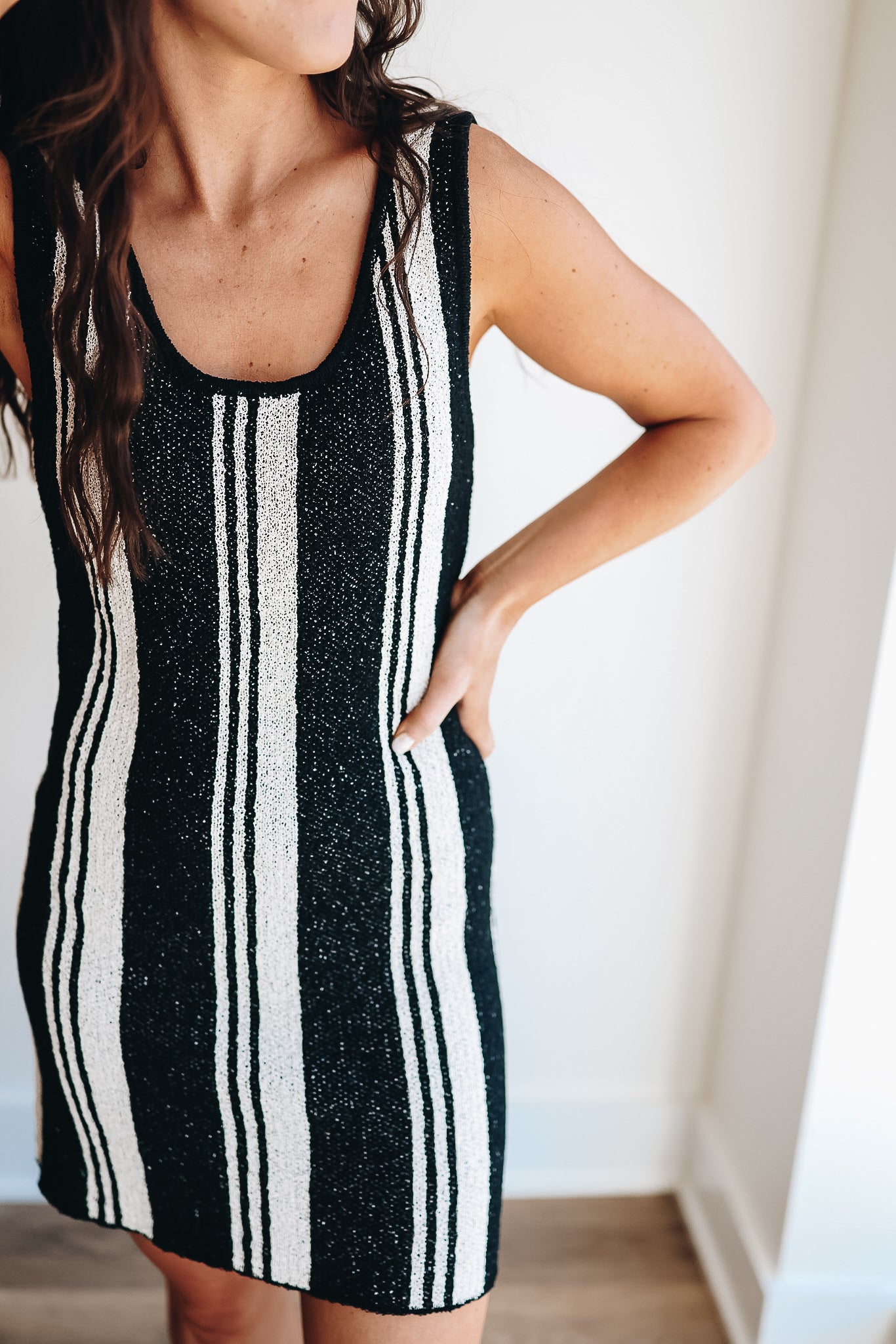 TIE BREAK STRIPED MINI SWEATER