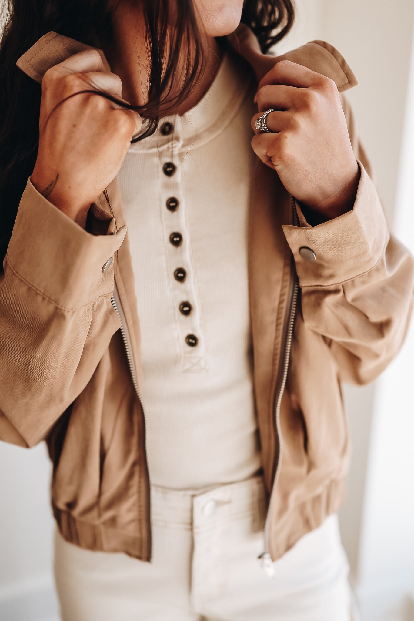 PAST MIDNIGHT ZIP UP JACKET W ELASTIC HEM