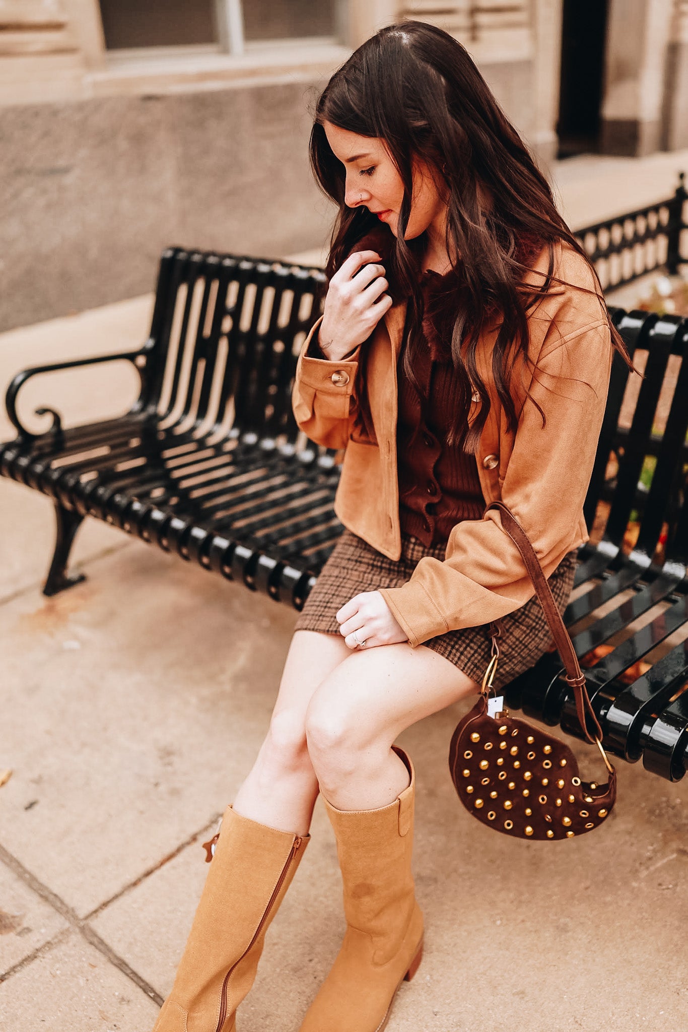 STUDDED POLKA DOT SHOULDER BAG