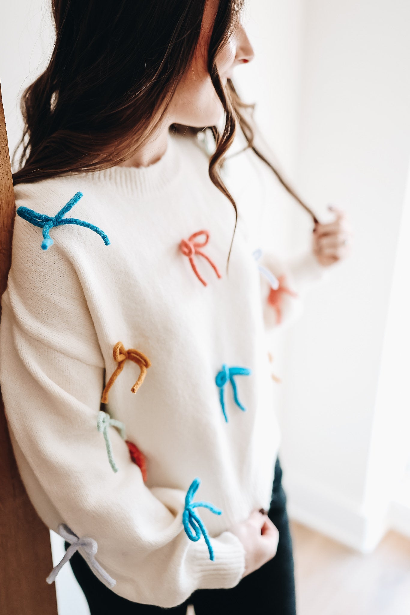 MULTI COLOR BOW SWEATER