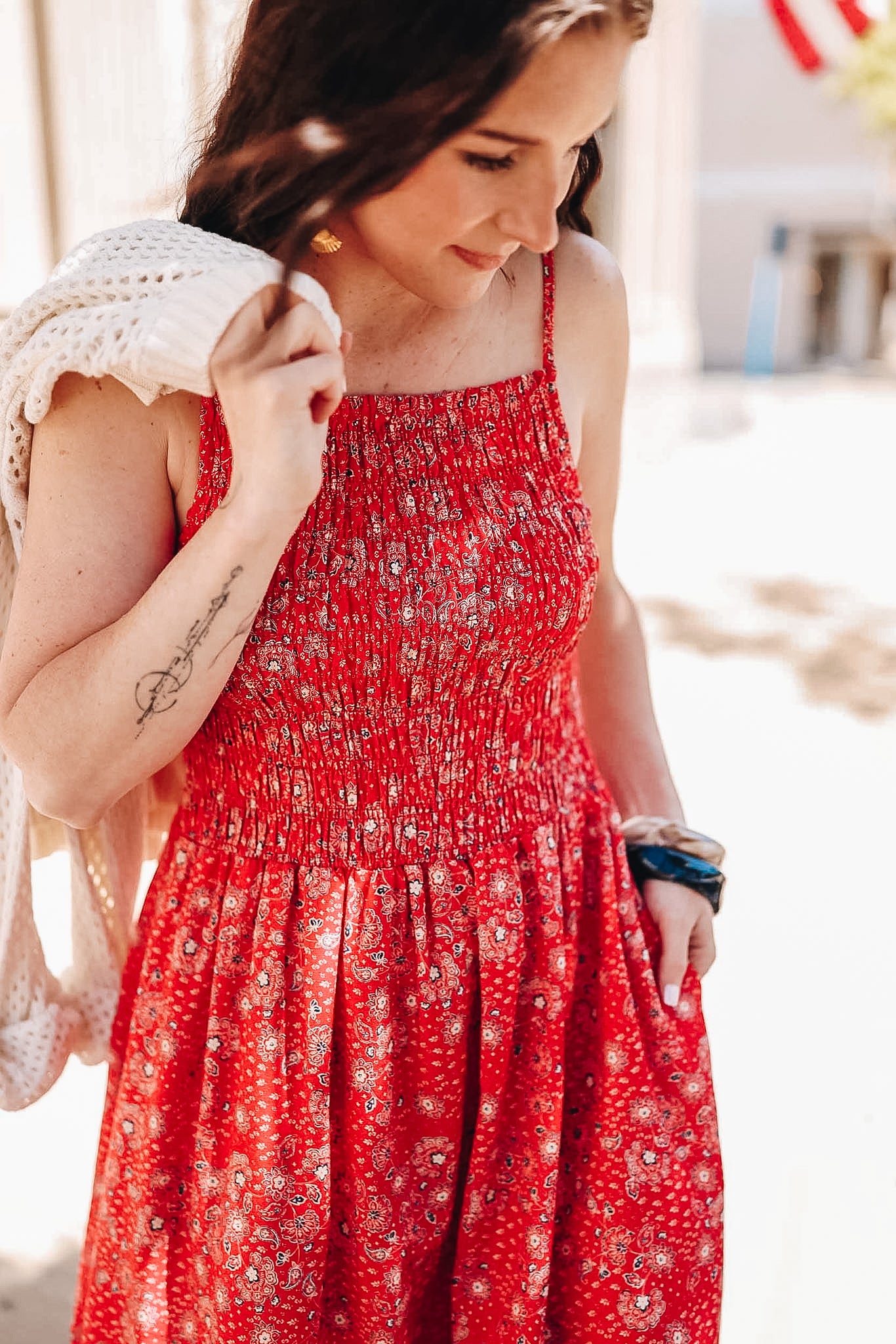 FIRECRACKER SHIRRED MINI DRESS