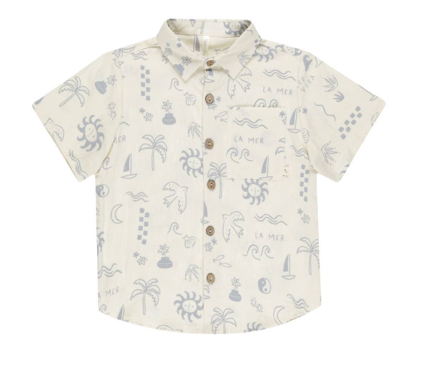 COLLARED SHORT SLEEVE SHIRT || MEDITERRANEAN