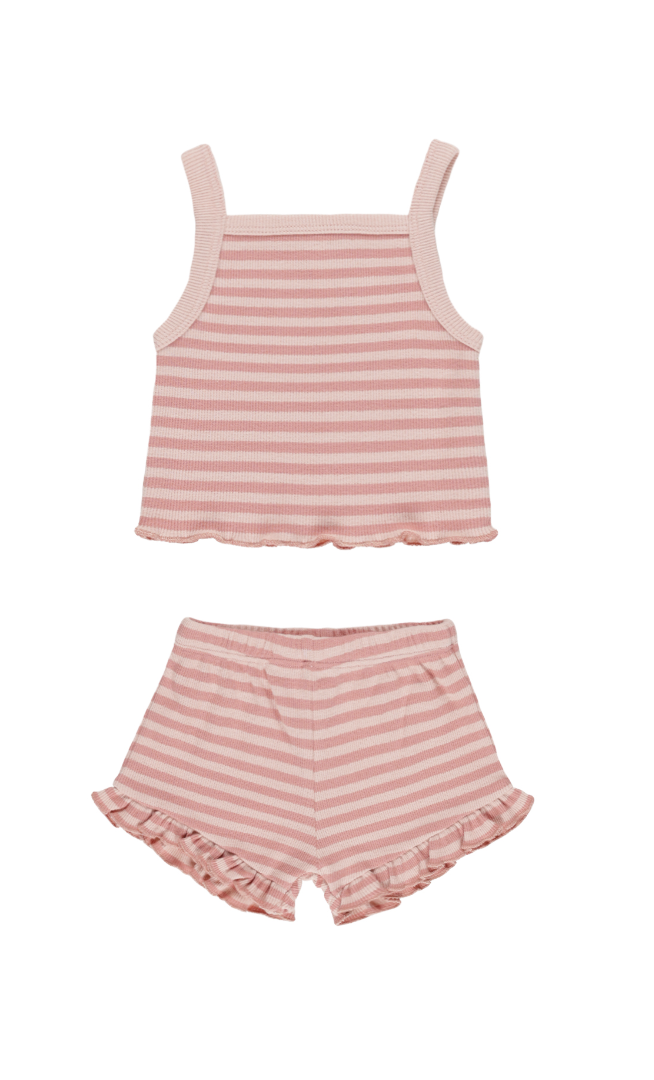 EVIE TANK + SHORTIE SET || PINK STRIPE