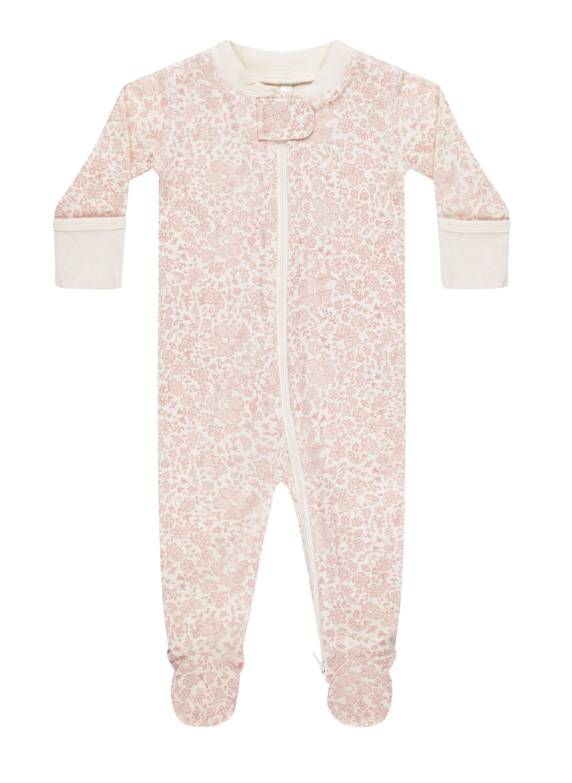 ZIP LONG SLEEVE SLEEPER FOOTIE || PINK BLOSSOM
