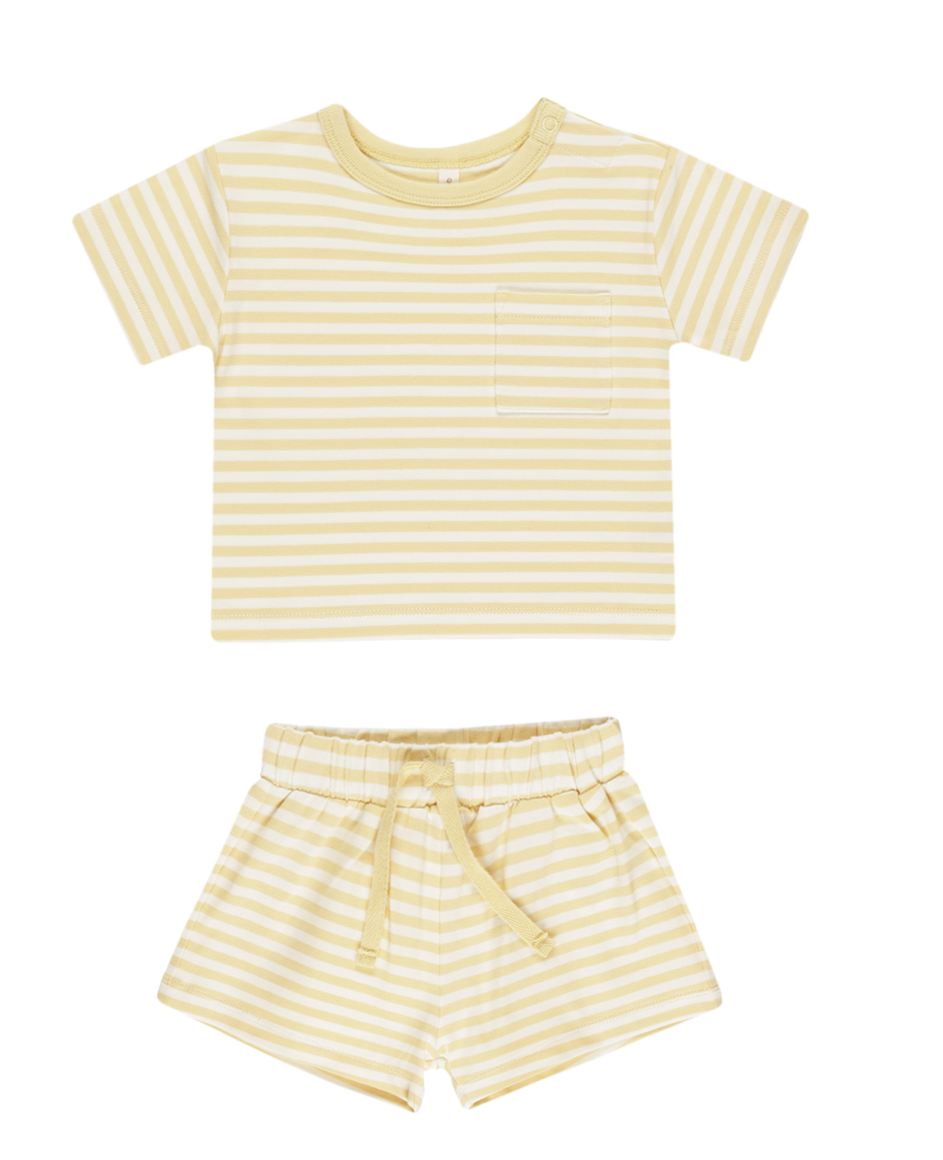 POCKET TEE + SHORT SET || YELLOW STRIPE