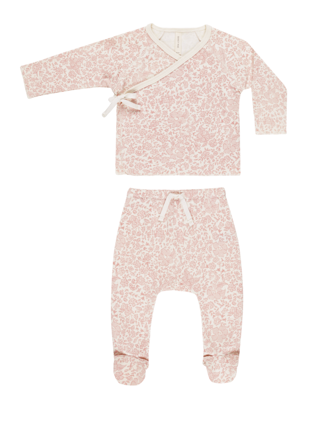 WRAP TOP + FOOTED PANT SET || PINK BLOSSOM