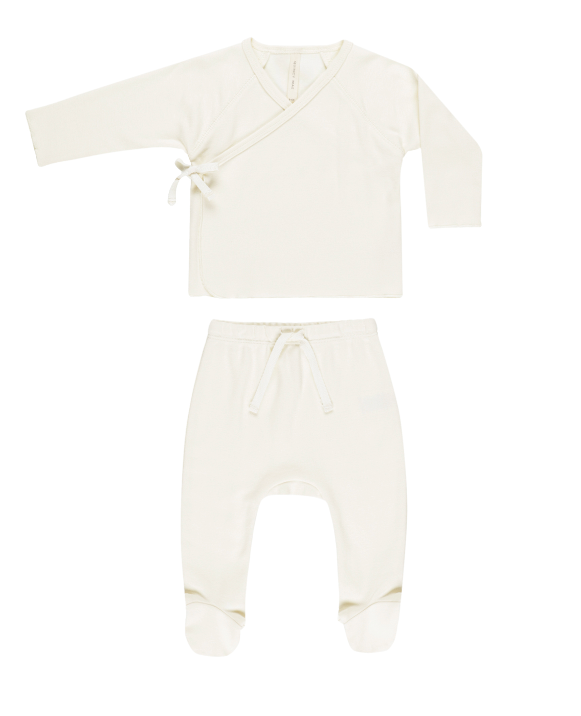 WRAP TOP + FOOTED PANT SET || IVORY