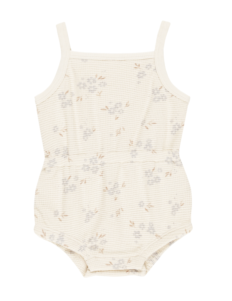 WAFFLE CINCH ROMPER || BLUE DITSY