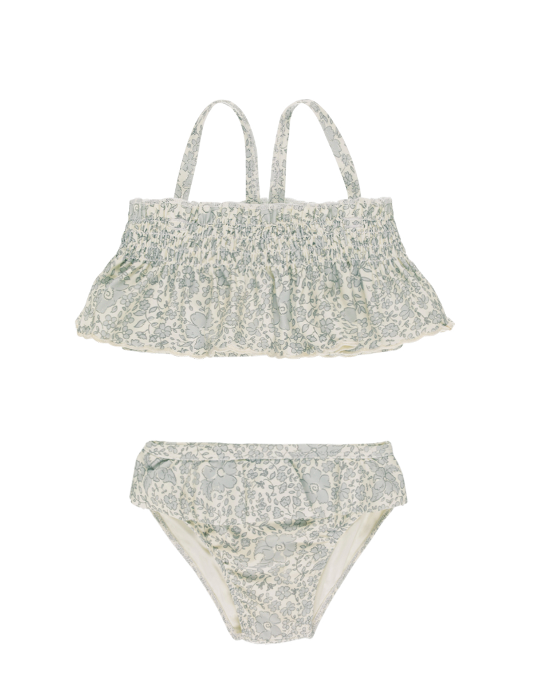 SMOCKED RUFFLE BIKINI || BLUE BLOSSOM