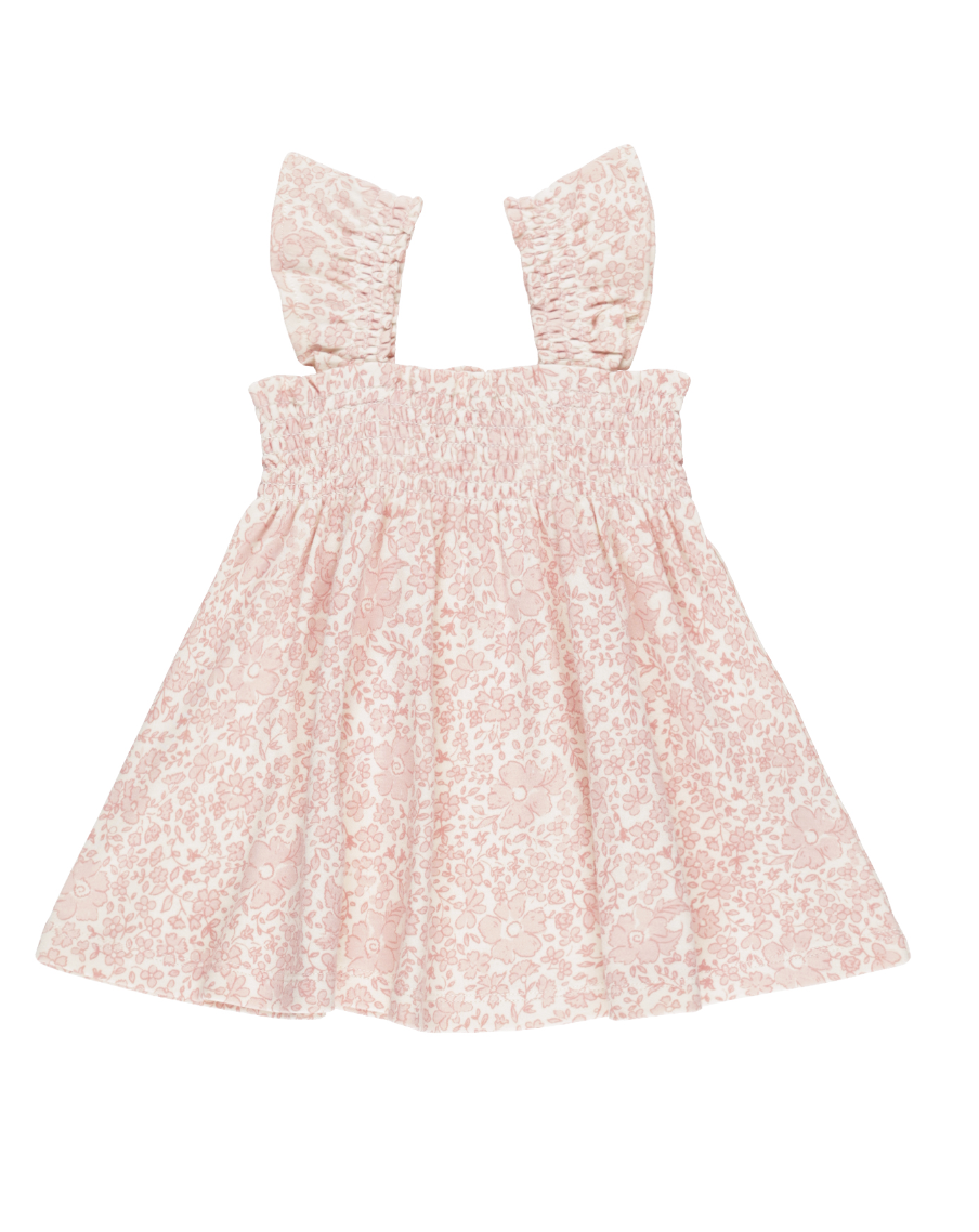 SMOCKED JERSEY DRESS || PINK BLOSSOM