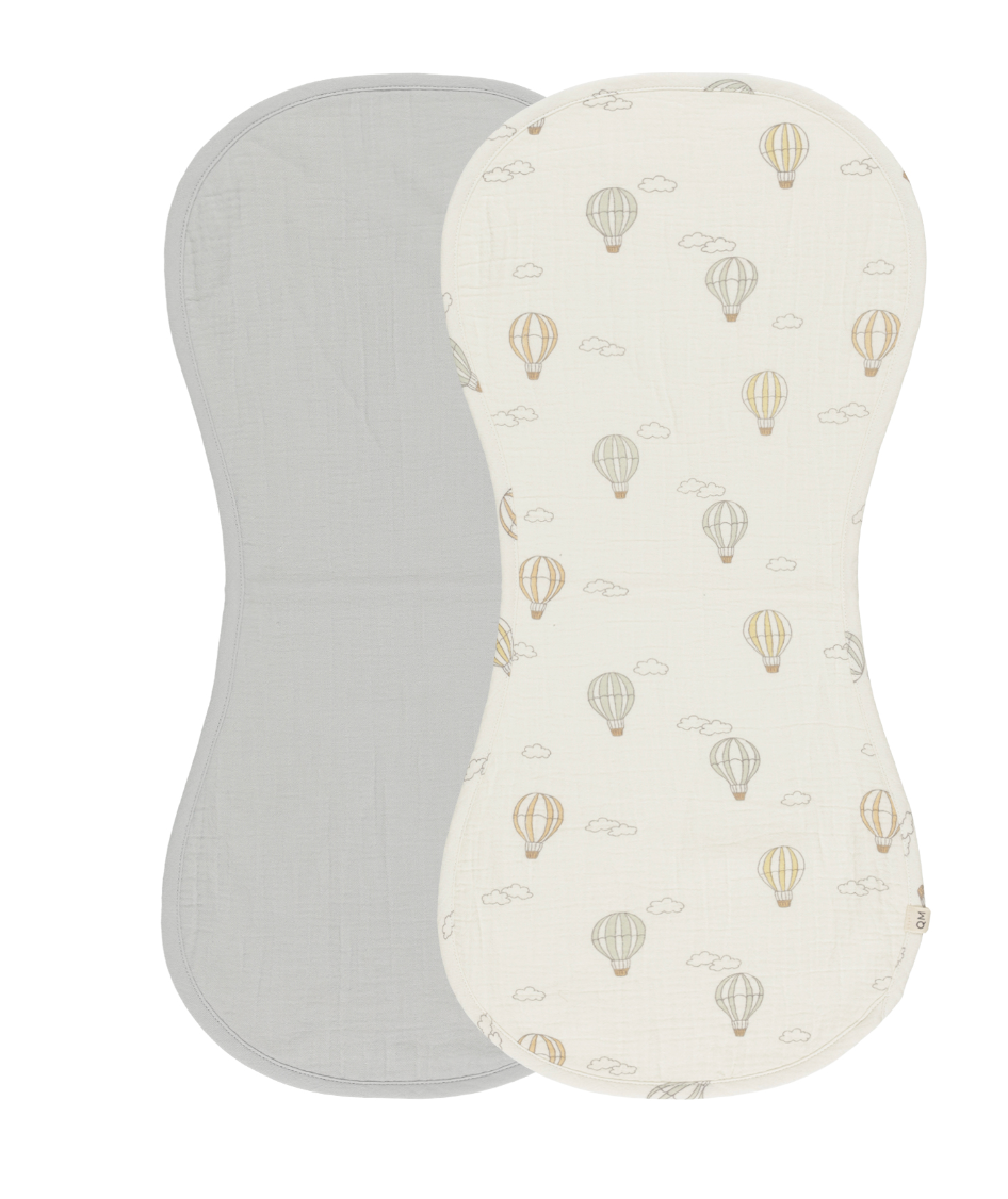 BURP CLOTH, 2 PACK || HOT AIR BALLOONS, SKY