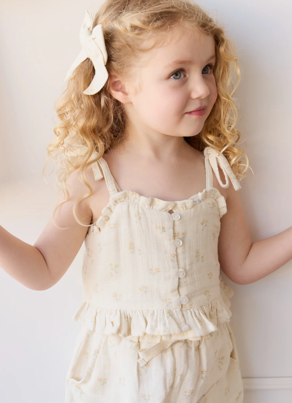 Organic Cotton Muslin Mirabel Top - Pauline Chamomile