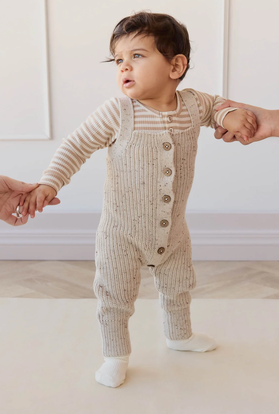 London Knitted Playsuit - Oatmeal Little Fawn Elk Fleck
