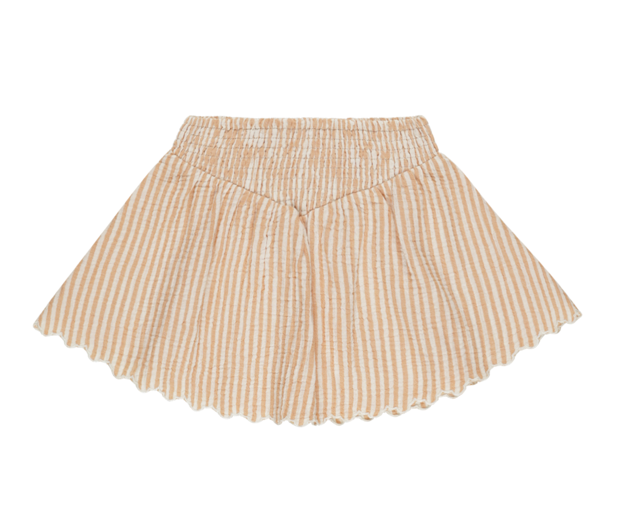 SMOCKED V MINI SKIRT || GRAPEFRUIT STRIPE