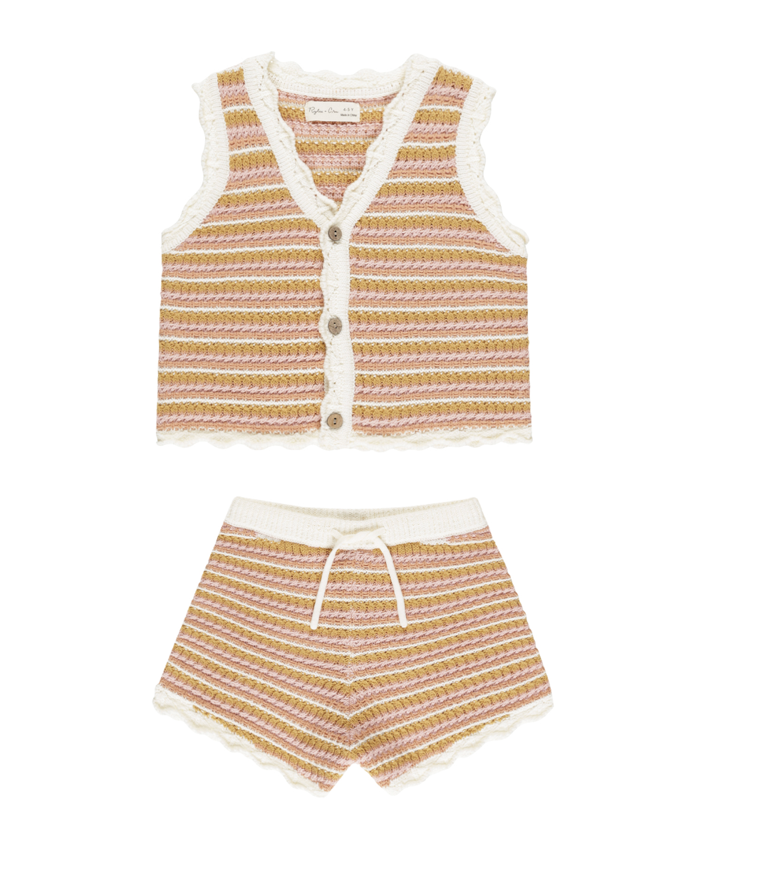 SCALLOP CROCHET SET || PINK STRIPE