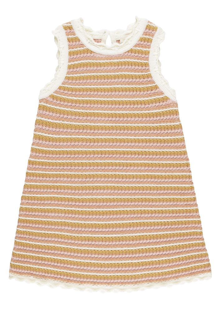 CROCHET TANK MINI DRESS || PINK STRIPE