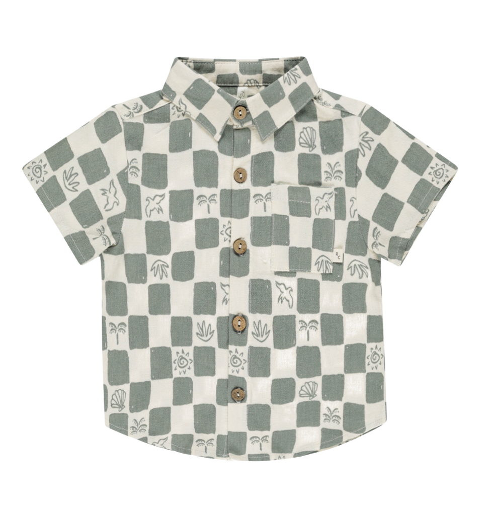 COLLARED SHORT SLEEVE SHIRT || COASTAL CHECK