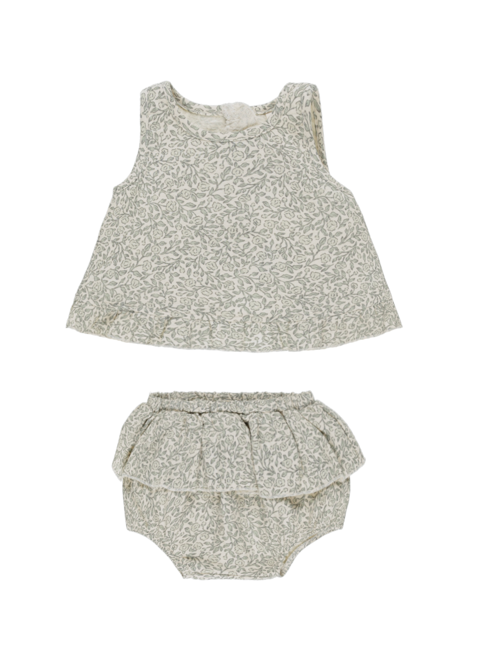 RUFFLED TULIP TOP + BLOOMER SET || GREEN GARDEN