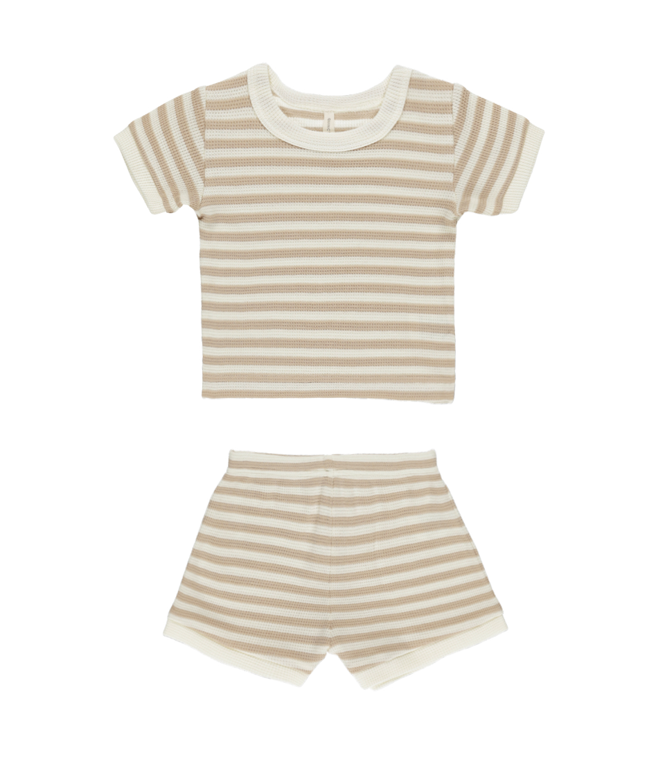 WAFFLE SHORTIE SET || OAT STRIPE