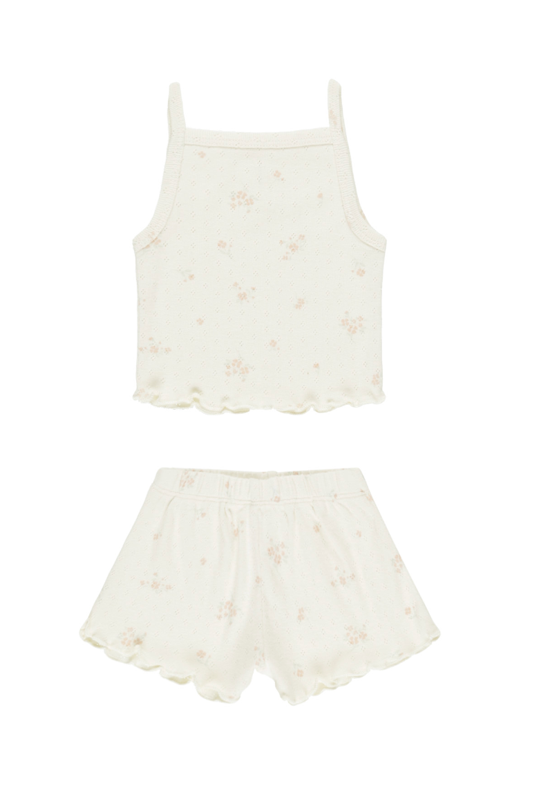 POINTELLE TANK + SHORTIE SET || PINK DITSY