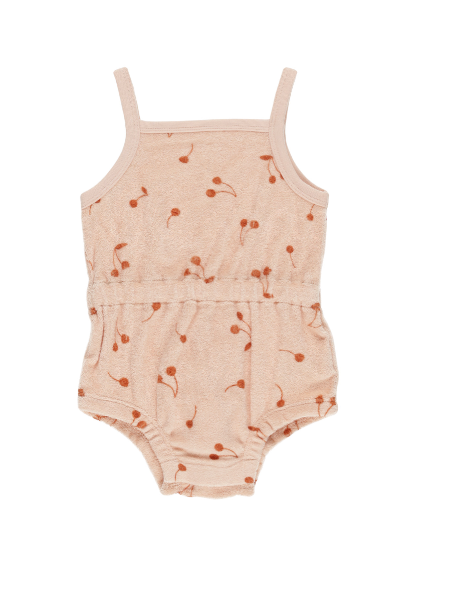 TERRY CINCH ROMPER || CHERRIES
