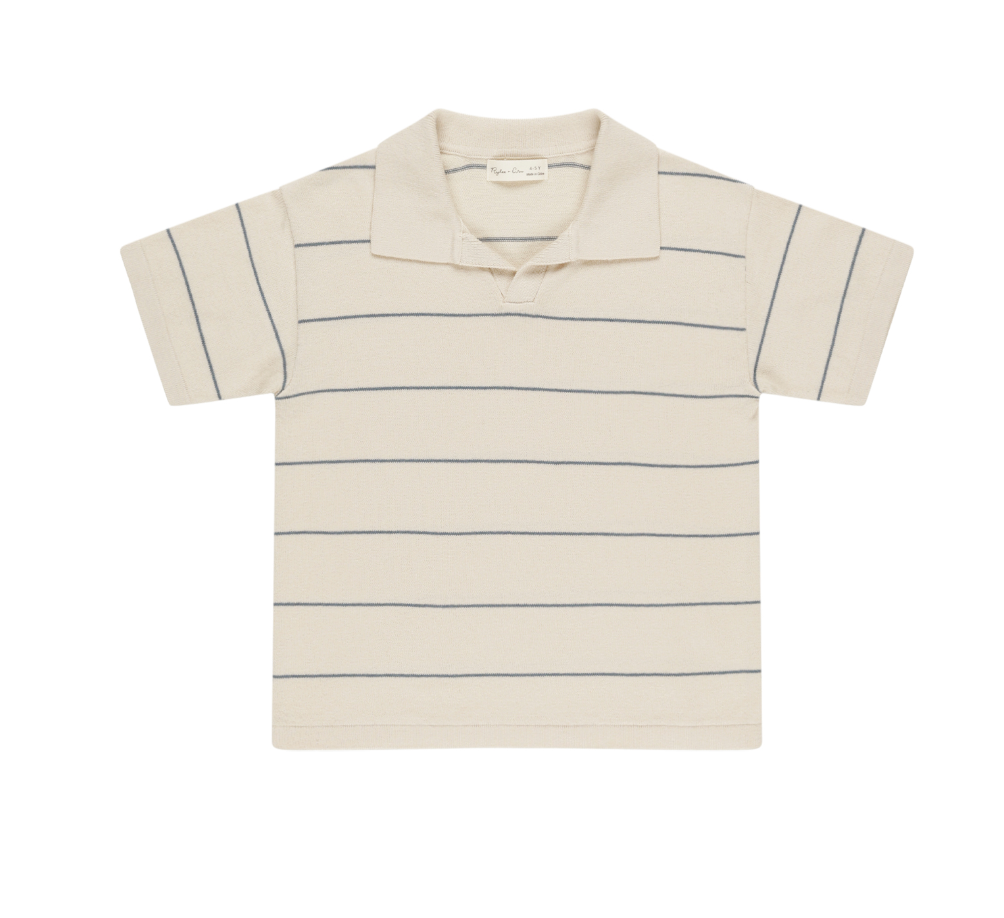 CHANDLER KNIT POLO || BLUE STRIPE