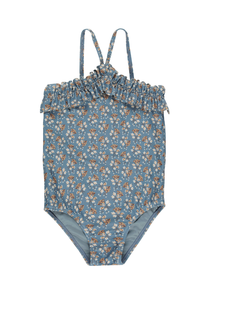 ROUCHED ONE-PIECE || BLUE FLORAL