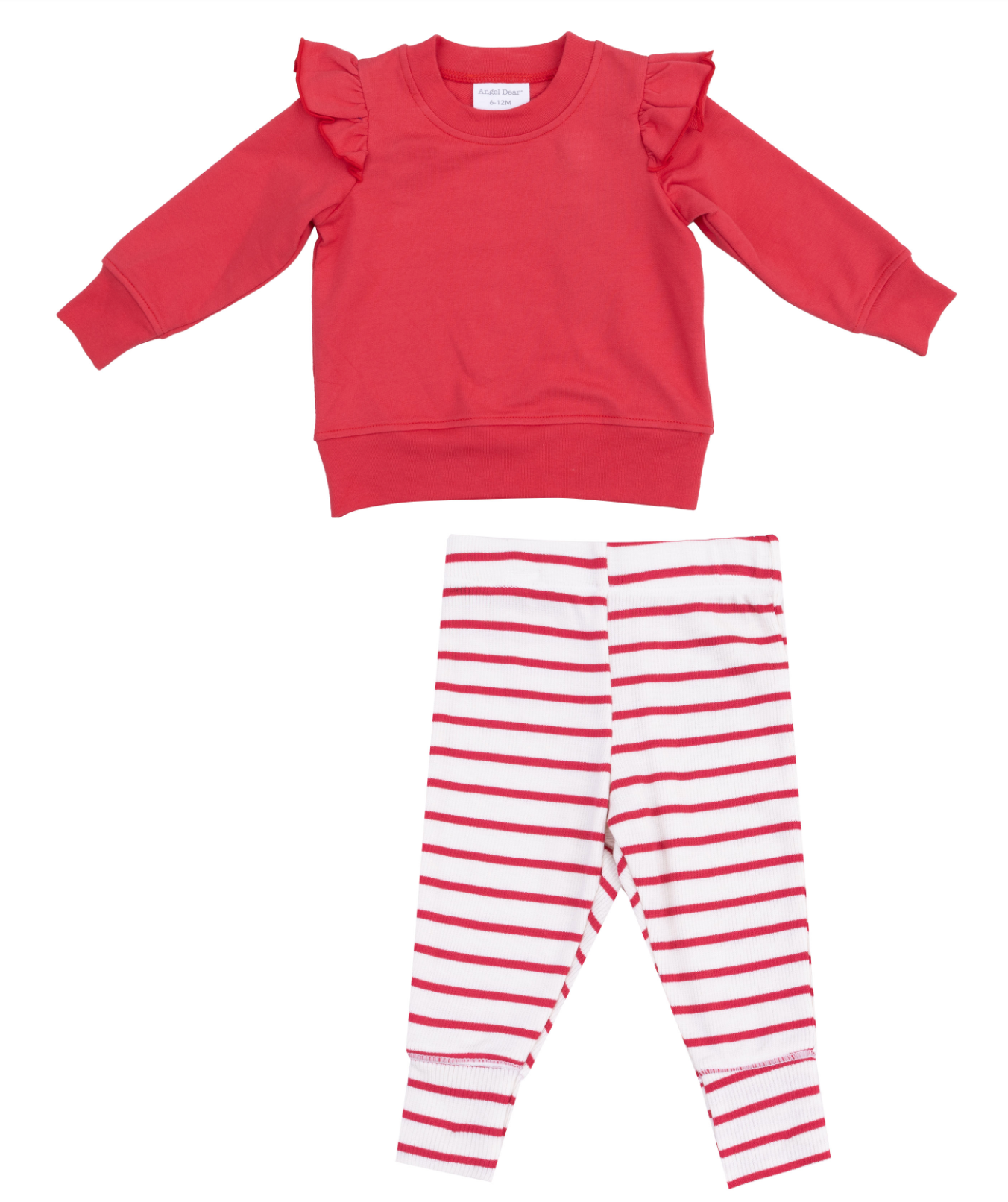 Stripe Vintage Red Ruffle Sweatshirt French Terry And Leggings
