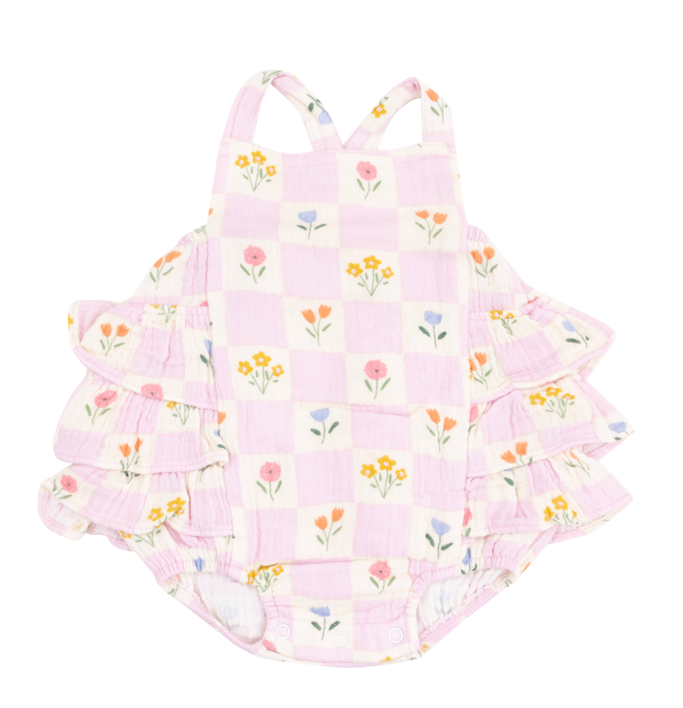 Floral Check Ruffle Sunsuit