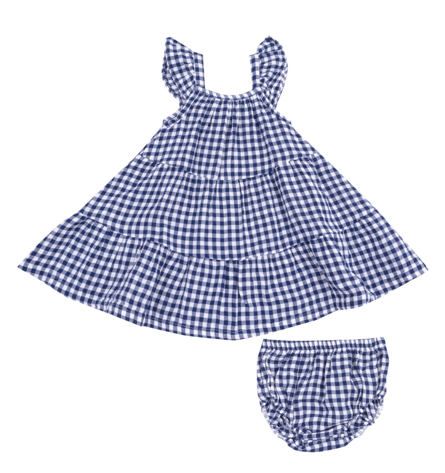 Navy Gingham Twirly Sundress & Diaper Cover