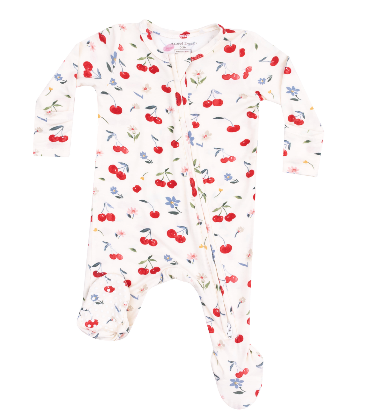 Watercolor Cherries + Gingham 2 Way Zipper Footie