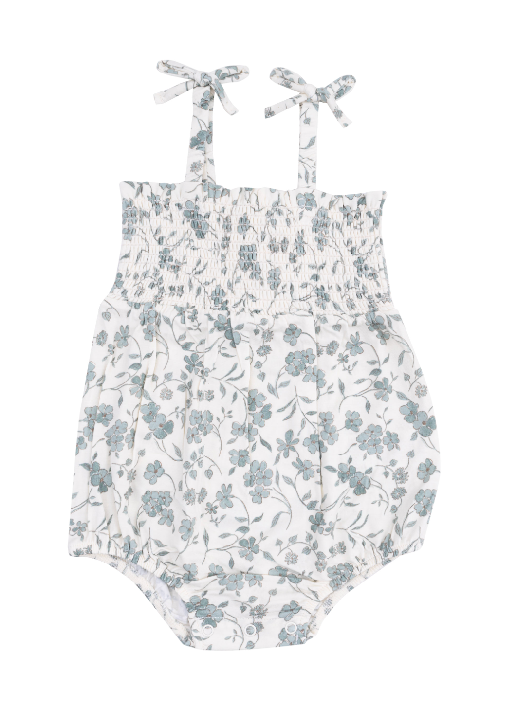 Baby'S Breathe Floral Tie Strap Smocked Bubble