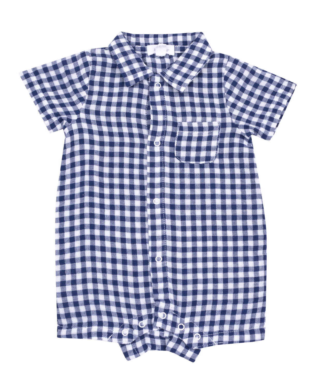 Navy Gingham Button Down Polo Shortie