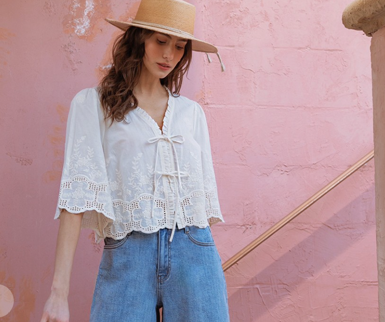 SPRING BLOOM TIE FRONT BLOUSE