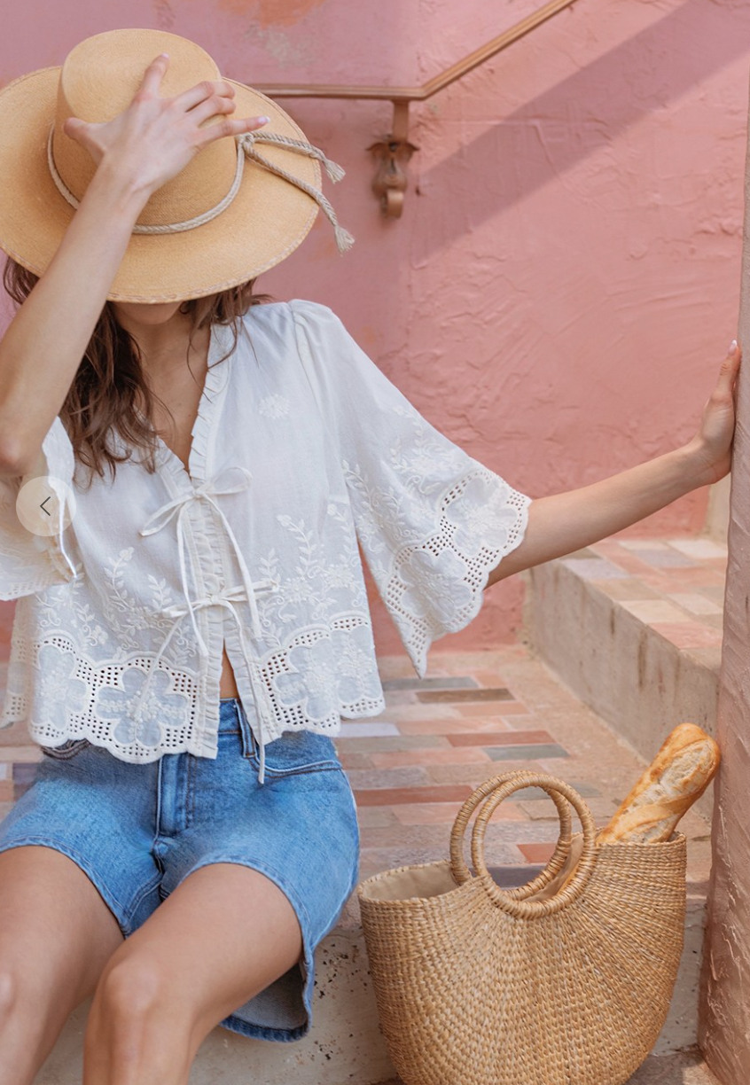 SPRING BLOOM TIE FRONT BLOUSE