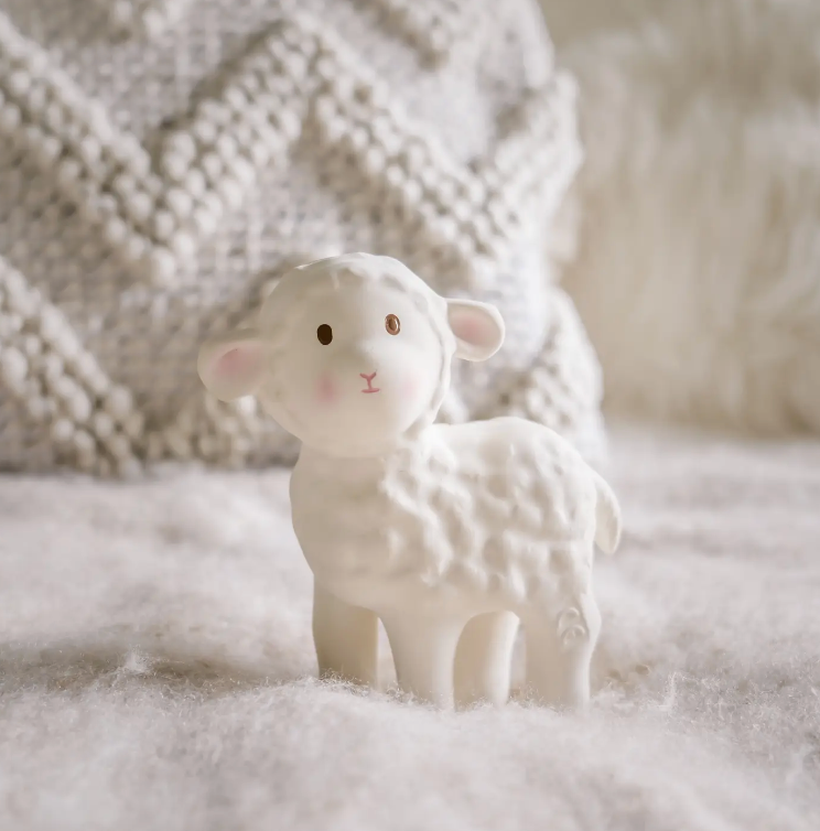 Bahbah the Lamb Organic Rubber Teether, Rattle & Bath Toy