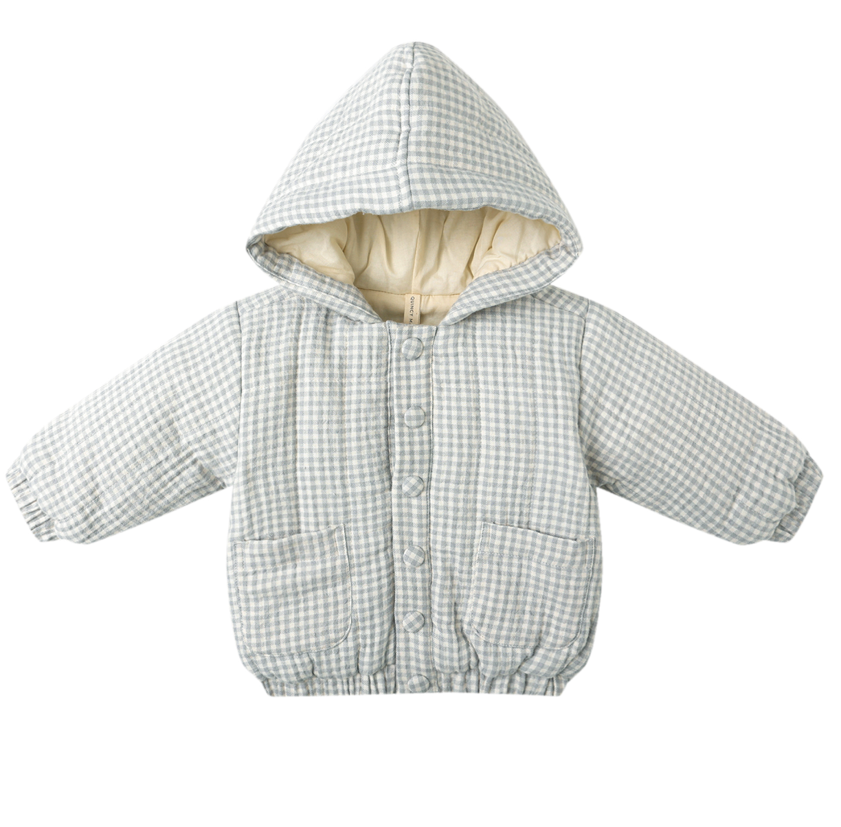 HOODED WOVEN JACKET || BLUE GINGHAM