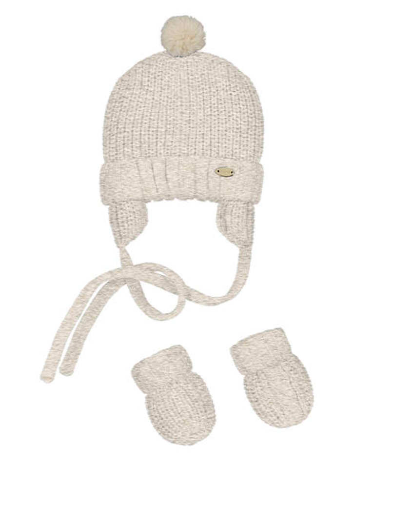 Beige Hat & Mitten Set