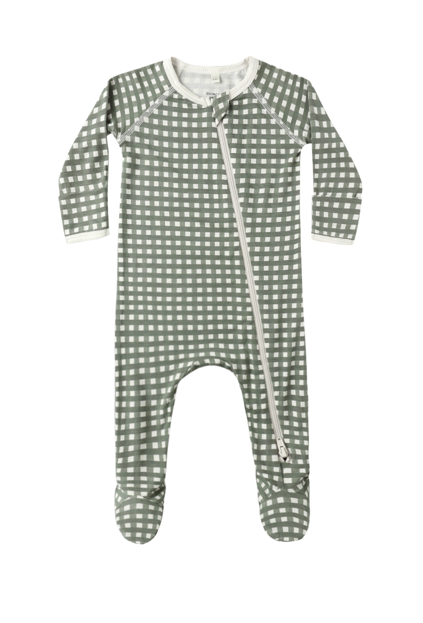 BAMBOO ZIP FOOTIE || FOREST CHECK