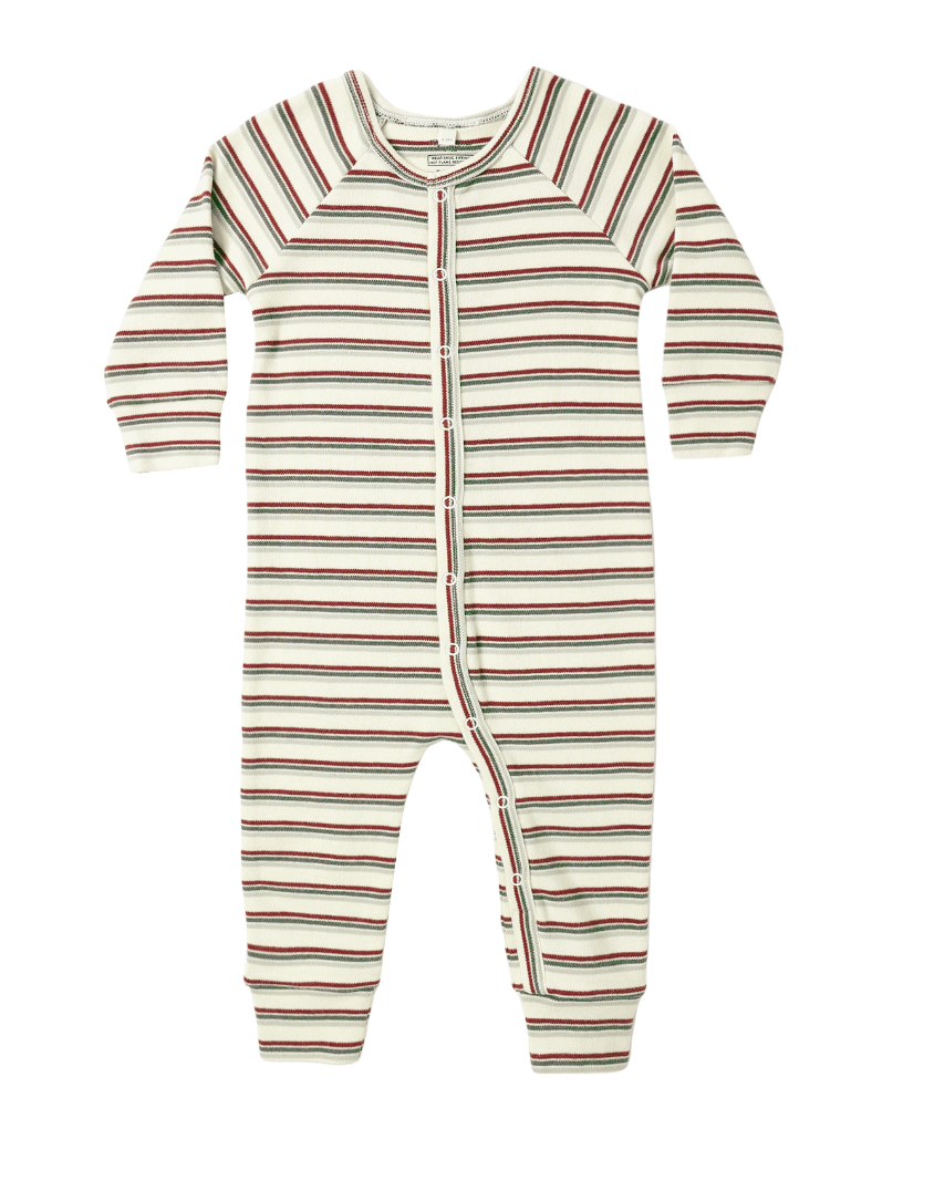 ORGANIC LONG JOHN PAJAMAS || HOLIDAY STRIPE
