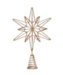 9"L x 3-1/2"W x 14"H Metal and Mica Star Tree Topper, Champagne Finish