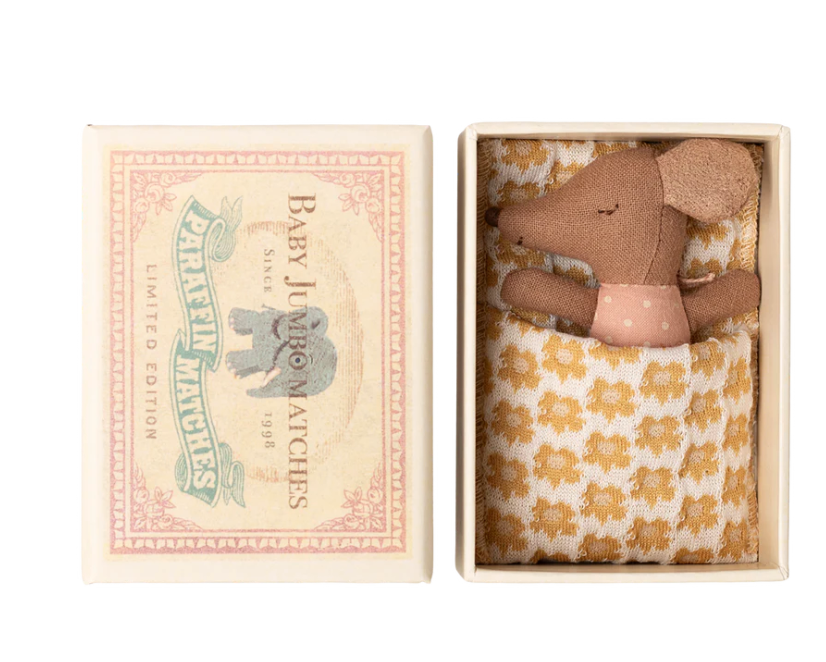 Sleepy wakey baby mouse in matchbox