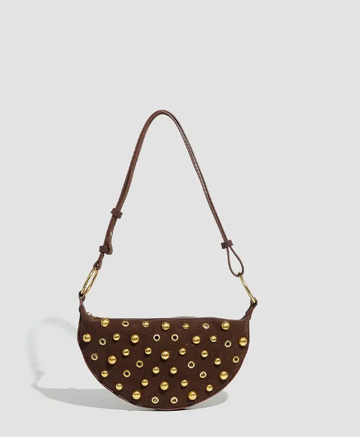 STUDDED POLKA DOT SHOULDER BAG