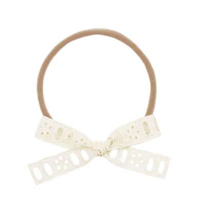 Lace Bow - Cream Eyelet Headband