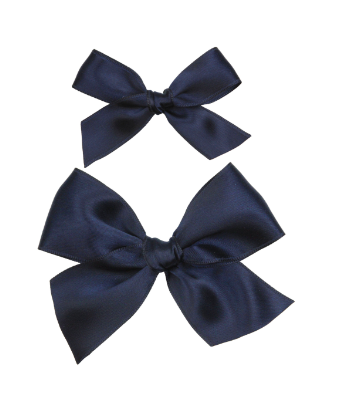 Satin Bow - Midnight Blue Clip - Large / Alligator Clip
