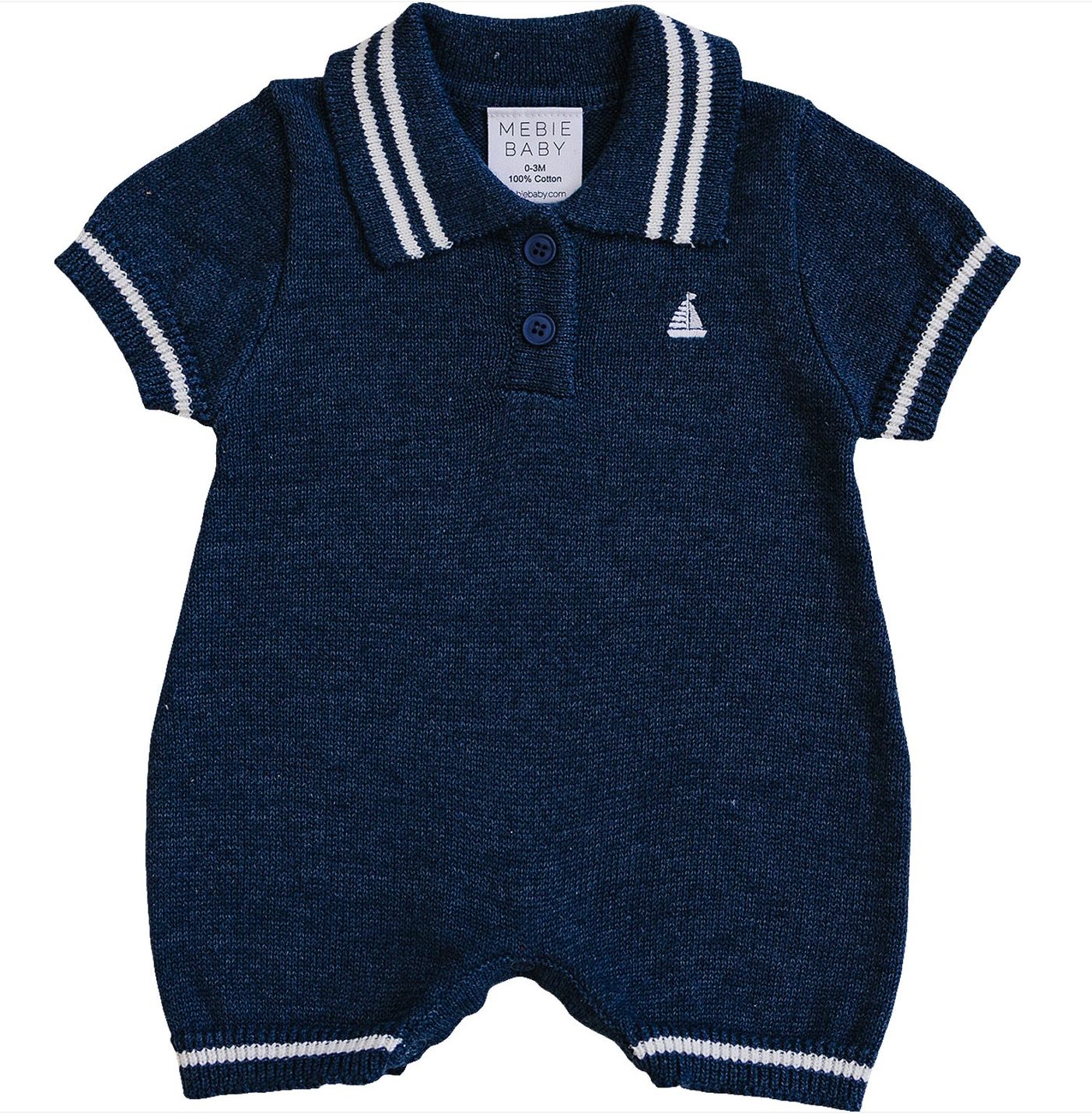 Collared Sailboat Knit Short Romper