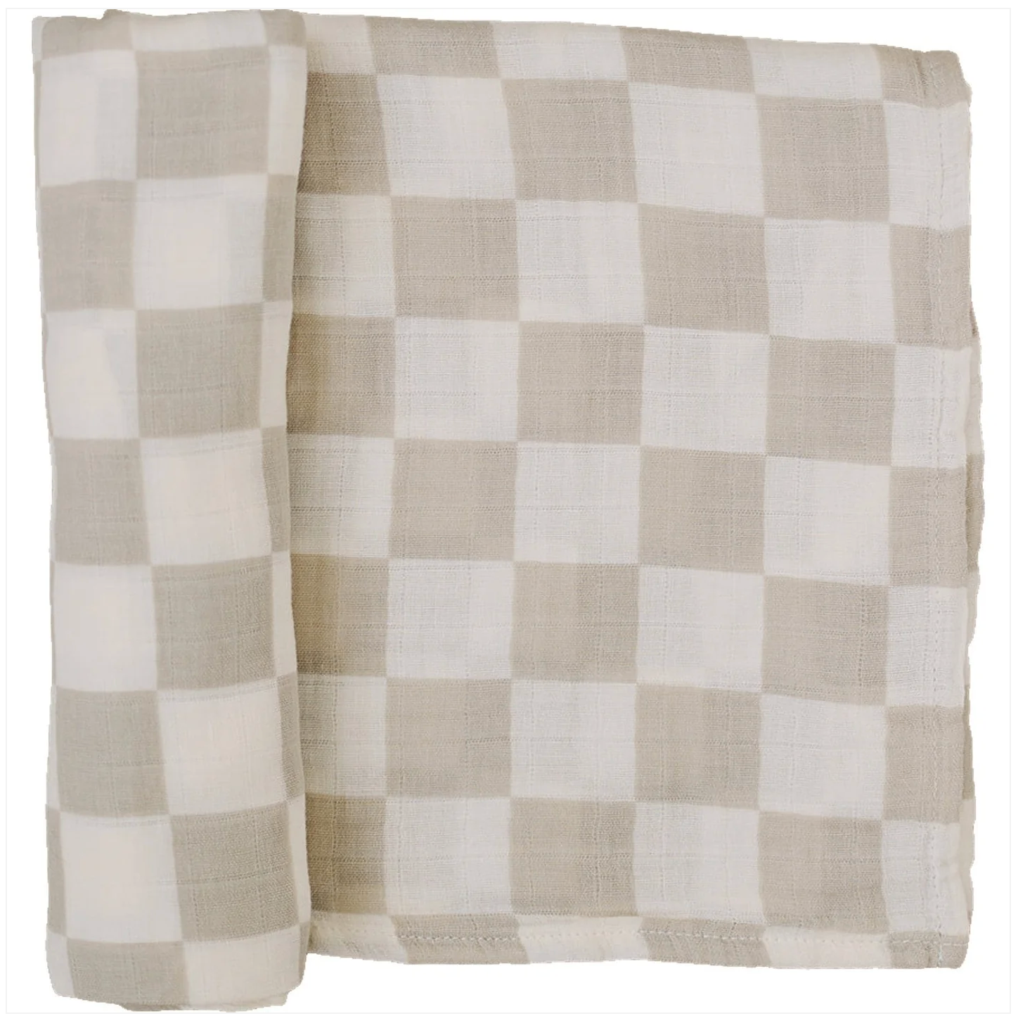 Taupe Checkered Muslin Swaddle Blanket